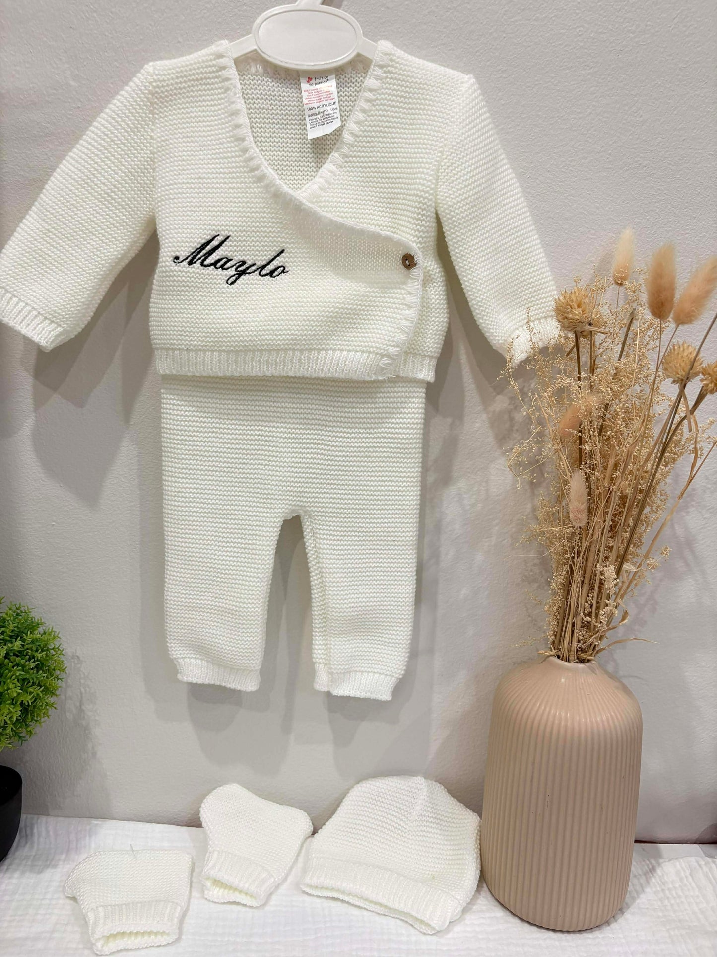 ✨ Ensemble bébé en maille personnalisé – Douceur & Élégance ✨