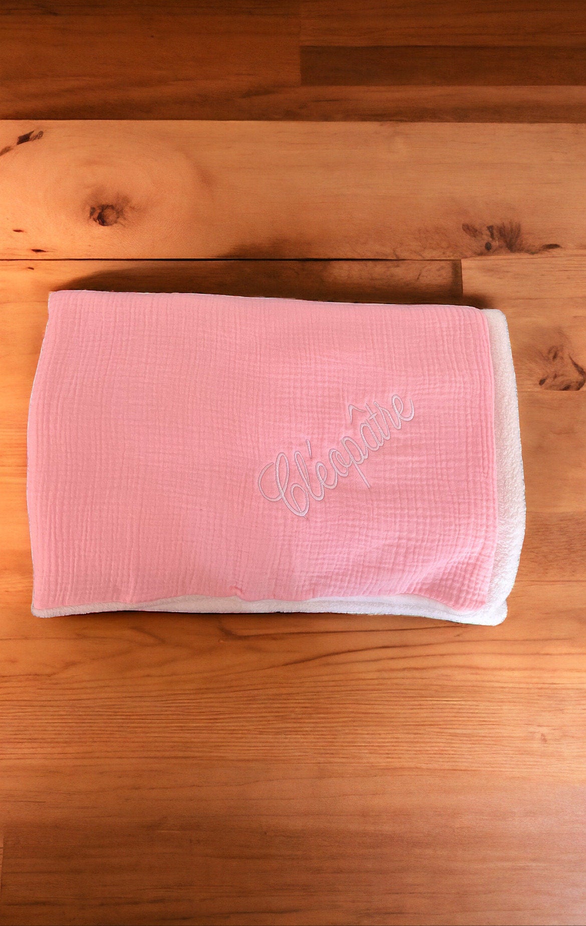 Couverture bébé double gaze de coton brodé / Plaid gaze de coton