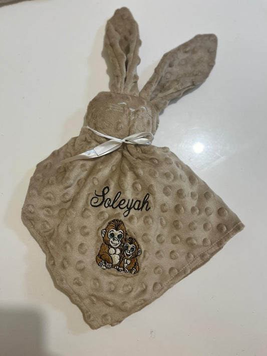 Doudou personnalisé en minky - Douceur  tendresse pour bébé